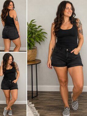 Torrid Women's Black Cuffed Shorts Size 18 Stretch Cotton Plus Size